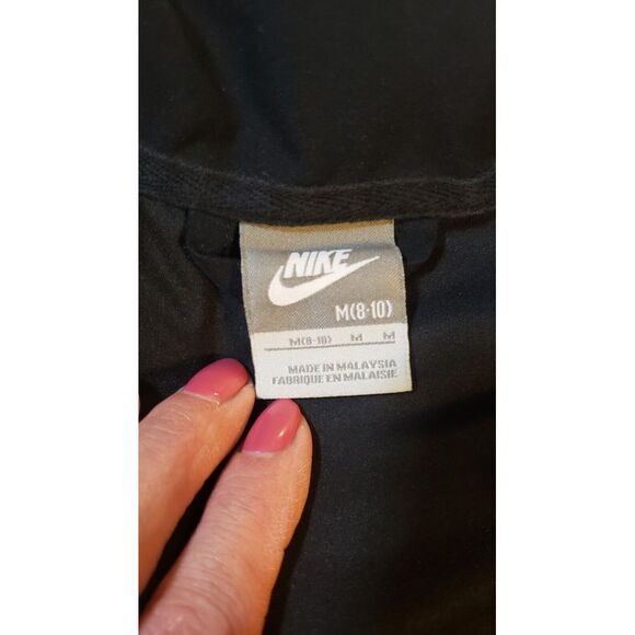 Vintage Nike Women's Black Windbreaker Running White Swoosh Full Zip Jacket Sz M - Picture 9 of 16